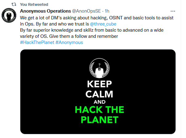 three_cube's tweet photo. Want to Help Save Ukraine? This is the place to Start! Getting Started Becoming a Master Hacker #masterhacker #gettingstarted #cyberwarrior #Anonymous #StandWithUkraine #RussiaUkraineWar
https://t.co/QiZUuRAdP9 https://t.co/V0i9VXPwLR