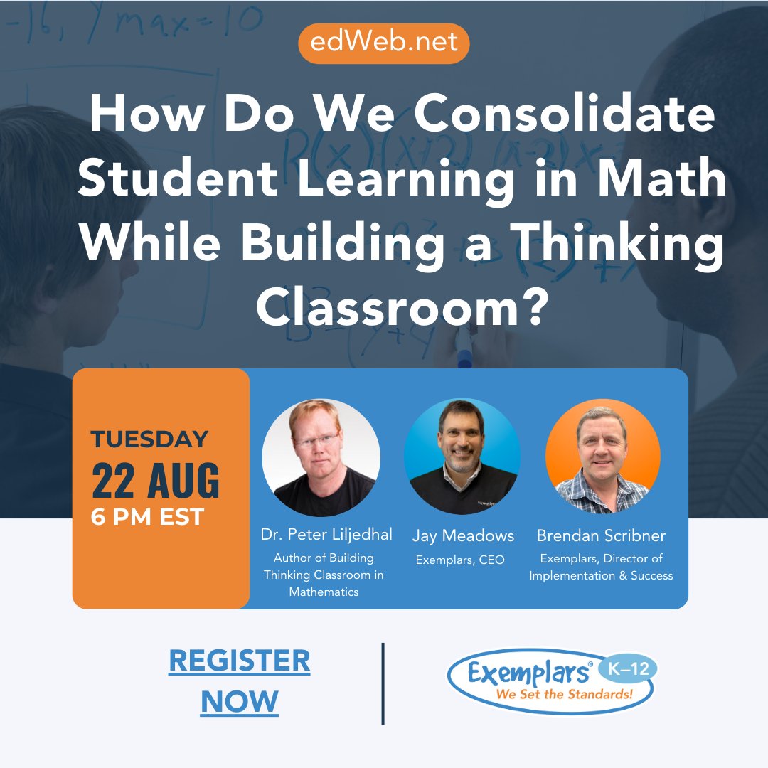 🌟 REMINDER🌟 

We are excited to announce our upcoming edWeb with Building Thinking Classrooms author Dr. Peter Liljedahl. Join our CEO Jay Meadows as he speaks with Peter about Problem-Solving in a thinking classroom. 

Learn more &amp; Register here:bit.ly/44Ozhfb
