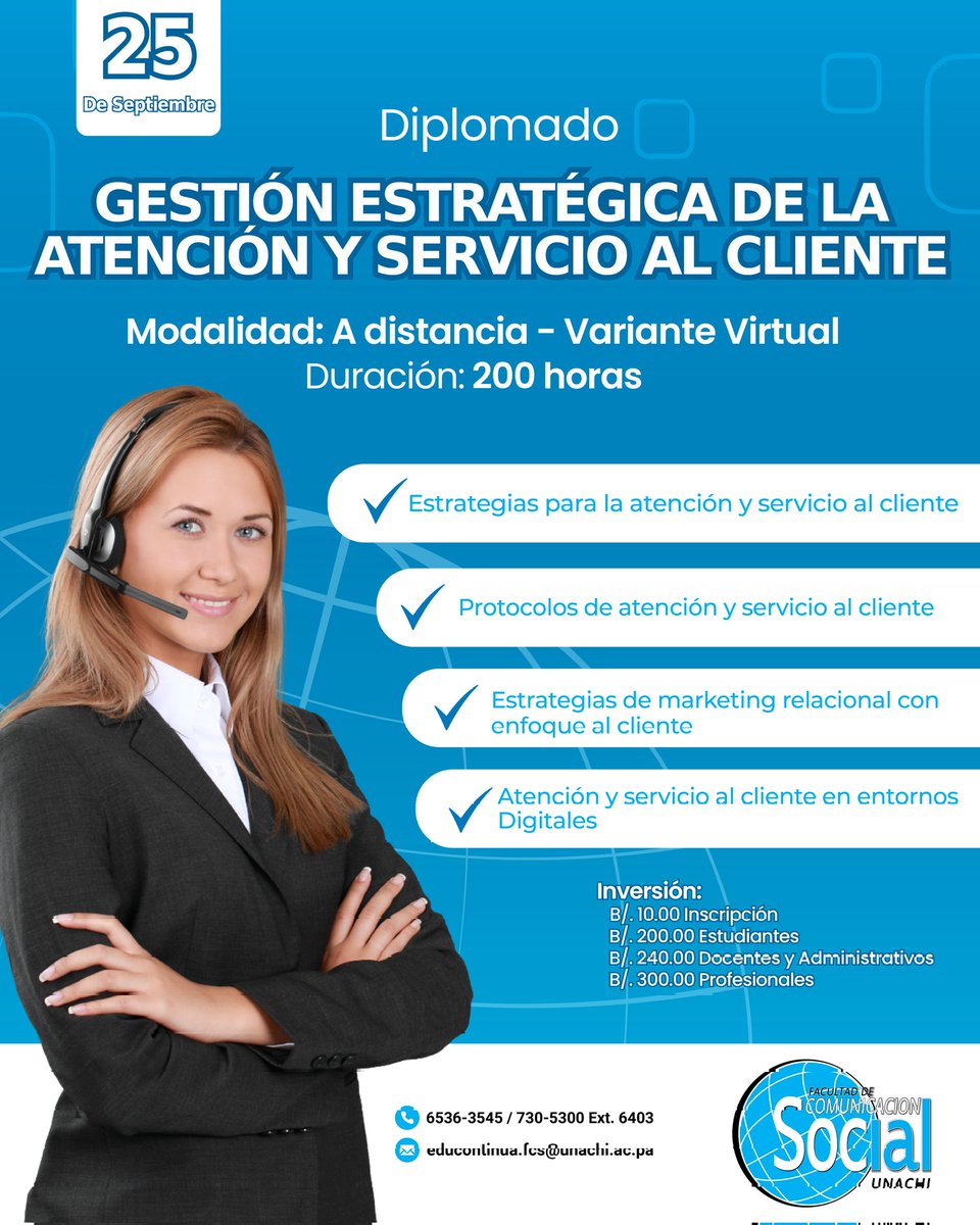 #RecorridoUNACHI <a href="/unachipanama/">UNACHI</a> Los interesados en realizar la inscripción pueden acceder al siguiente enlace: forms.gle/R6cs1Kizgez7uH… 

Para mayor información contáctanos al Tel. 730-5300 Ext. 6403  WhatsApp. 6536-3545  email: educontinua.fcs@unachi.ac.pa