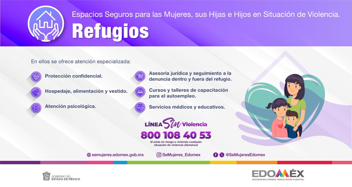Si te encuentras en una situación de riesgo y tienes que salir de casa, recuerda que los #Refugios te brindan apoyo y atención integral.
También puedes comunicarte a la #LíneaSinViolencia 📞 800 108 40 53.
