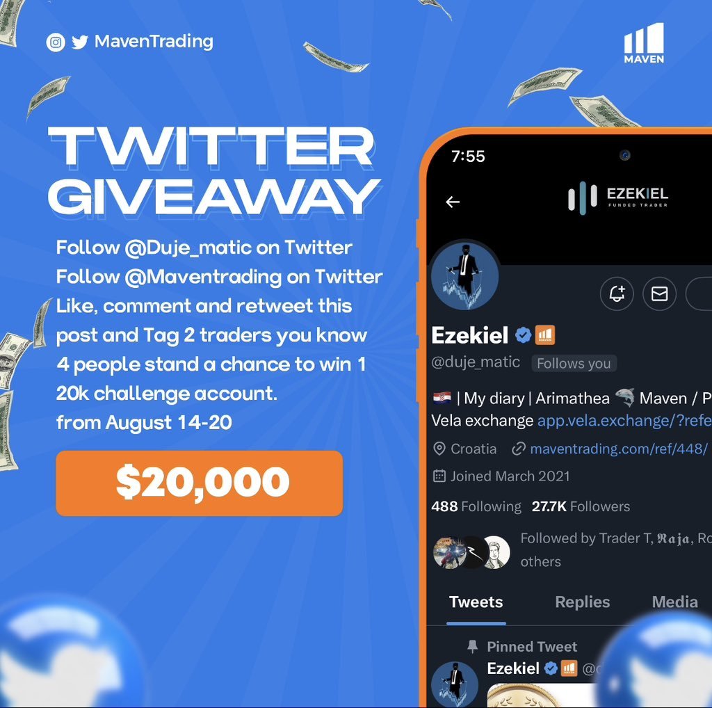duje_matic's tweet photo. 🟠 Twitter Giveaway  -4 x 20,000$🟠

How to participate?

- Follow @duje_matic @Maventrading @NotinoG 

- Tag 2 traders you know.

- Like &amp; retweet.

Good luck! 🔥 https://t.co/Atco5ZxOEG