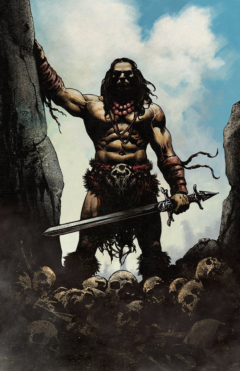 ARTICIDA_'s tweet photo. In front of the pile of skulls, the barbarian stands, his figure imbued with savagery and brute force. Each bone is a silent testimony of fought battles and overcome challenges. #barbarian #conan #comics #comicsworkbook #hqs #quadrinhos https://t.co/OJatM0d8gf