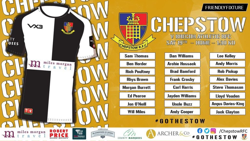 ⚪️⚫️🏉 PRE-SEASON FIXTURE 🏉⚫️⚪️

This weekend the seniors take on Brecon Athletic at Home for a 1:30 KO with the Wales game on the big screen straight after 🏴󠁧󠁢󠁷󠁬󠁳󠁿 🇿🇦 🏉 🍻 

<a href="/BRECONRFC/">BRECON RFC</a> 

#gothestow