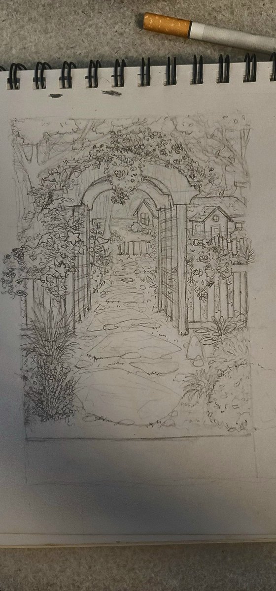 BeeBeeTheArtist's tweet photo. garden sketch I've been working on at work https://t.co/a7YCqG9Qiy