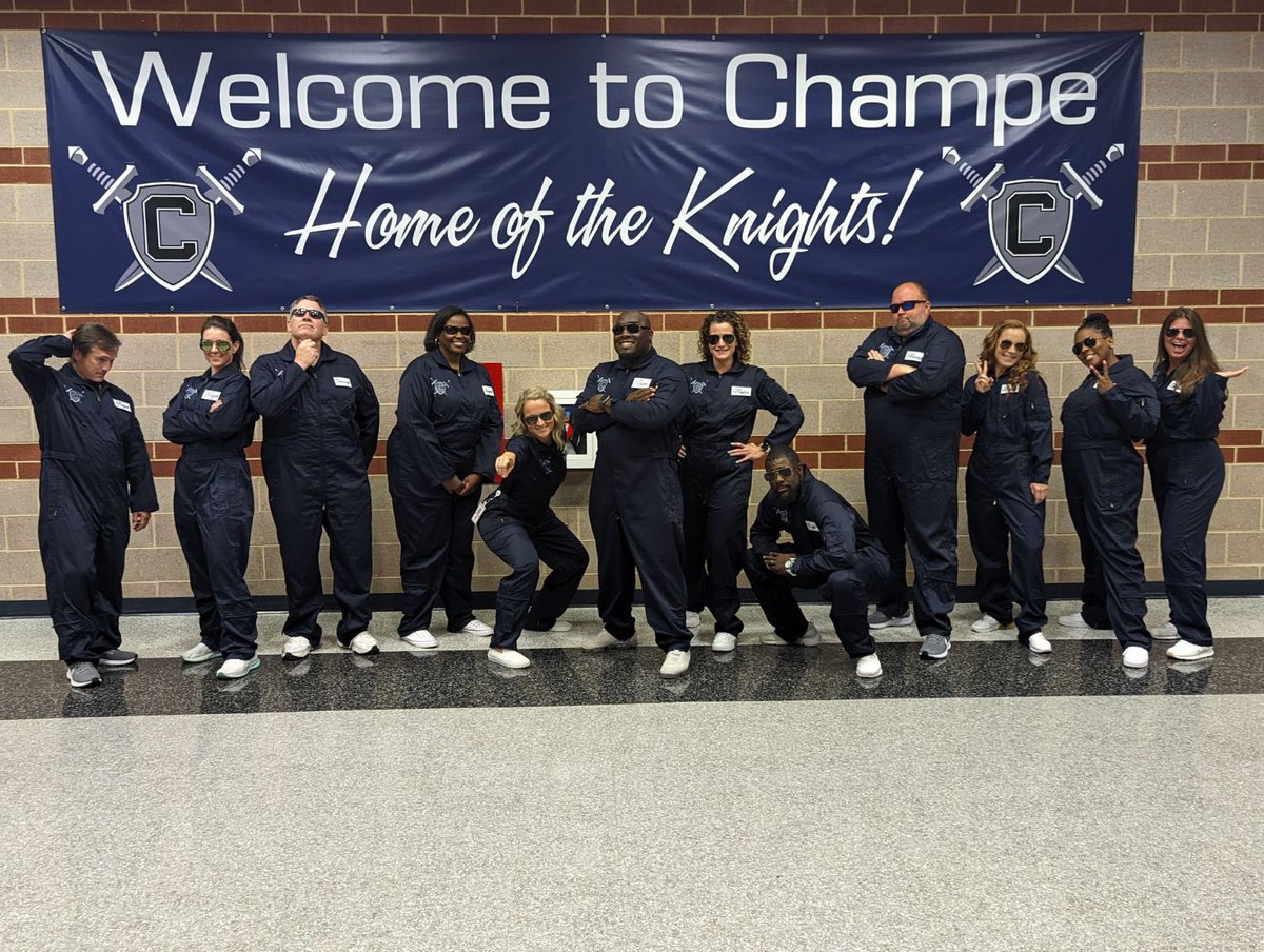 Champe’s Admin team under the direction of Captain Tyson prepared for Flight2023! We’re ready for Takeoff next week when our students arrive! #AllAboard #ElevateKnights @SolomonTWright1 @mbonner_Champe @sdavis1908 @MrsA_JCHS @AlyciaHakes @LCPSOfficial @TheChampeAD @ChampeKinz