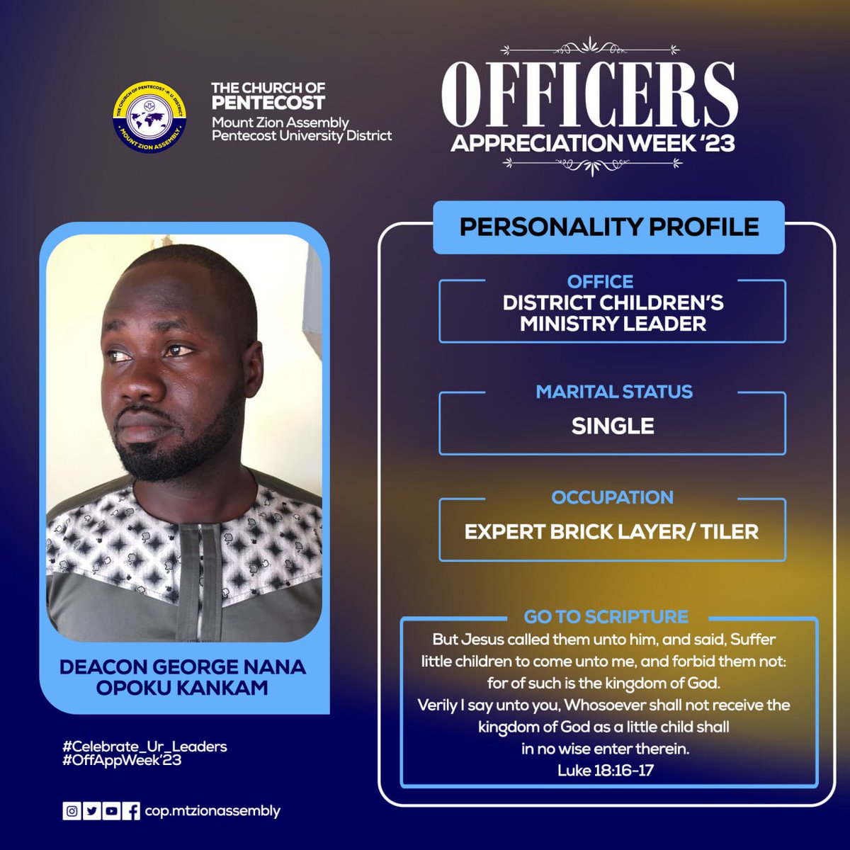 CopMtzion's tweet photo. We ask you, brothers, to respect those who labor among you and are over you in the Lord and admonish you, and to esteem them very highly in love because of their work. Be at peace among yourselves. 
1 Thessalonians 5:12-13
#OffApp23
#HounourUrLeaders https://t.co/FPZrXsoglM