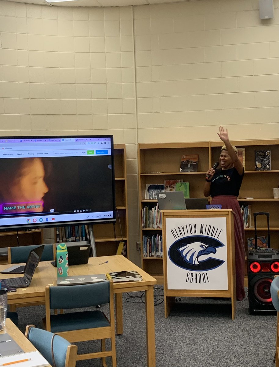 Sandra (@sandkr1204) on Twitter photo Ms. Harrington did a great job today engaging the staff in a game of “Music Trivia!” It was fun watching everyone work together to figure out the artist. Welcome back Eagles!! #teambonding #namethatartist 💙<a href="/ClaytonMSEagles/">Clayton Middle</a> <a href="/JCPS_NC/">Johnston County Public Schools</a> Ms. Harrington did a great job today engaging the staff in a game of “Music Trivia!” It was fun watching everyone work together to figure out the artist. Welcome back Eagles!! #teambonding #namethatartist 💙<a href="/ClaytonMSEagles/">Clayton Middle</a> <a href="/JCPS_NC/">Johnston County Public Schools</a>