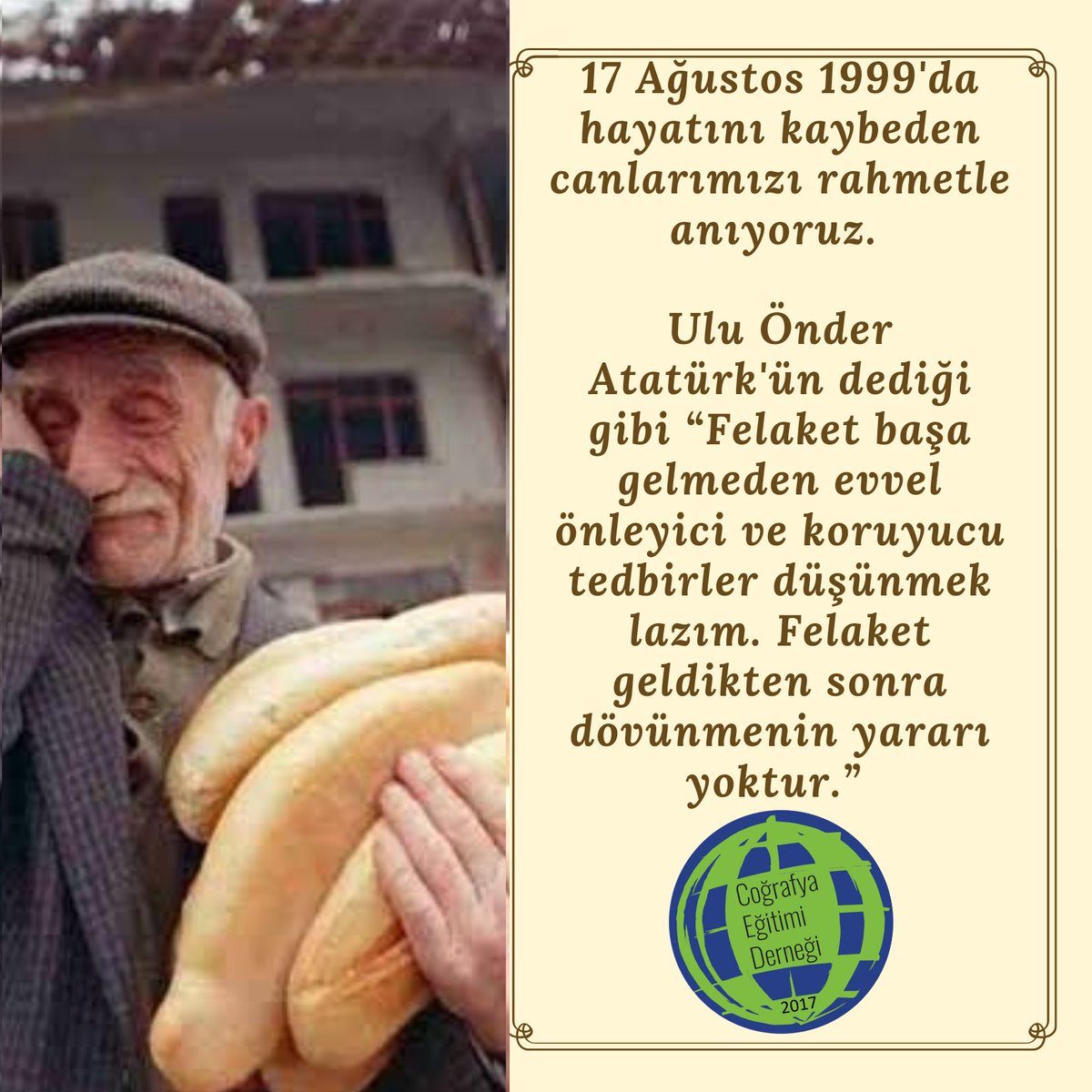 TCED2017's tweet photo. 17 Ağustos 1999'da hayatını kaybeden canlarımızı rahmetle anıyoruz. #17Ağustos1999 https://t.co/znYbZh30JF