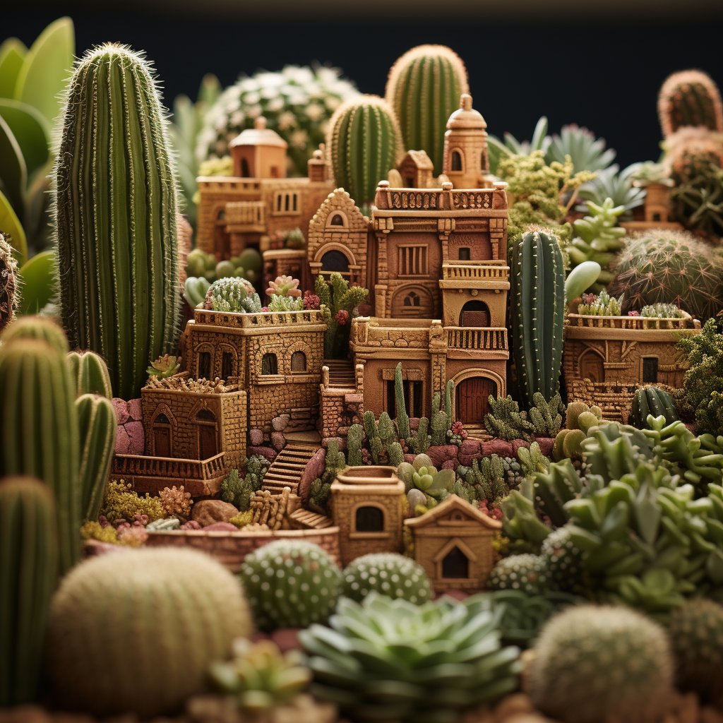 LynxHaus's tweet photo. Exploration of Cactus City 🌵

The important keyword used on the prompt is "model of..." to create a stunning model of a miniature with intricate details.

/imagine model of cactus city

#AI #AIArtwork #midjourney #architecture https://t.co/ehoyzuEEQp