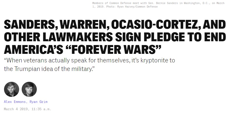AlexanderMcCoy4's tweet photo. .@AOC, @IlhanMN, @RashidaTlaib & @BernieSanders were the first to sign the #EndForeverWar pledge, getting the ball rolling on a campaign in partnership with movements of war-impacted people, that led directly to a historic plank of @TheDemocrats platform, & an end to a 20yr war. https://t.co/bmQ6pDCtl7