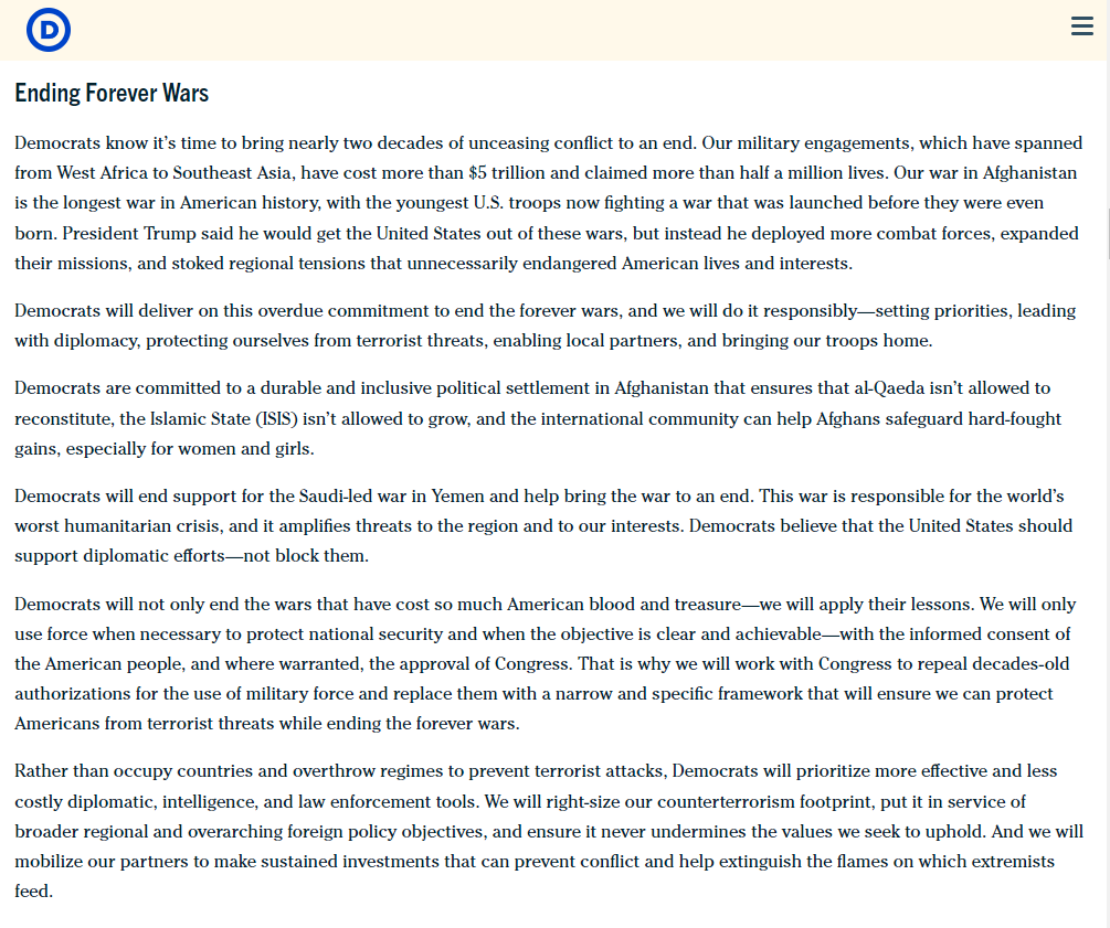 AlexanderMcCoy4's tweet photo. .@AOC, @IlhanMN, @RashidaTlaib & @BernieSanders were the first to sign the #EndForeverWar pledge, getting the ball rolling on a campaign in partnership with movements of war-impacted people, that led directly to a historic plank of @TheDemocrats platform, & an end to a 20yr war. https://t.co/bmQ6pDCtl7