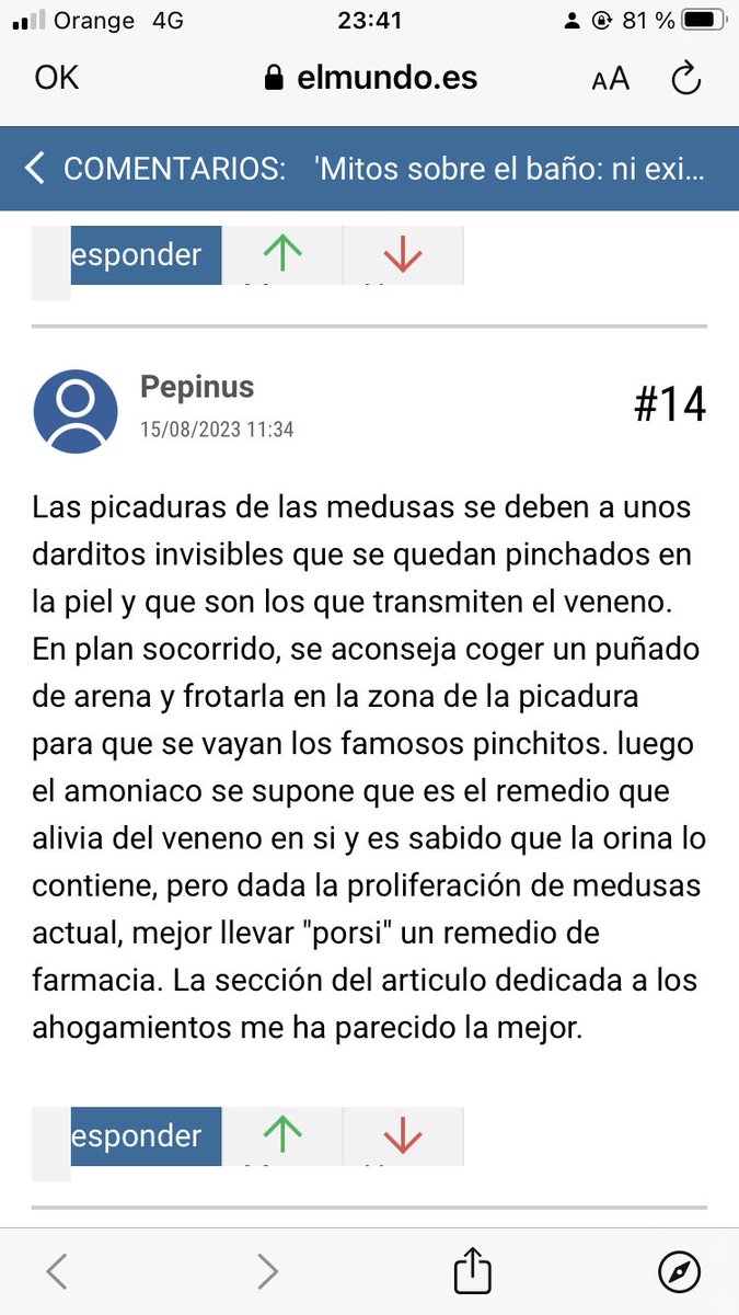 Roberto_lo's tweet photo. Ayer salía un artículo en @elmundoes que reverenciaba nuestro artículo de mitos y falsas creencias en #ahogamientos e incidentes acuáticos. Gracias por compartir ciencia! 🔬Y más divulgación tenemos que hacer a la vista de los comentarios😂😂😂 https://t.co/E1ZwSp2LGF