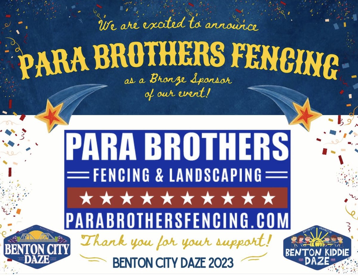 Proud Sponsors of the 2023 Benton City Daze! Hope to see you all there. #smallbusiness #supportlocal