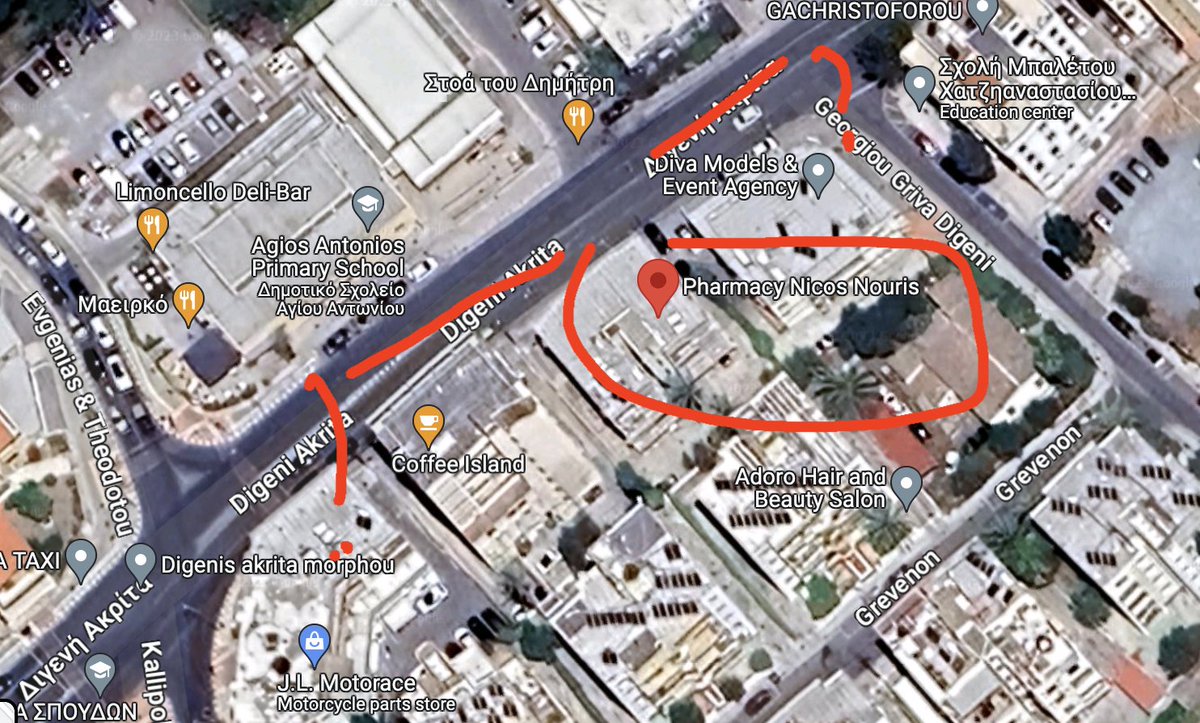 CommentaryJho's tweet image. Αληθεύει οτι ο Νουρης έκαμε νησίδα μονο ως το φαρμακείο του στην Διγενή Ακρίτα κοντά στο παντοπουλείο τ'αγιαντωνιου, για να μεν χαννει πελάτες που την απέναντι λωρίδα τζαι να μπορούν να στριφκουν να πηεννουν στο φαρμακείο του?