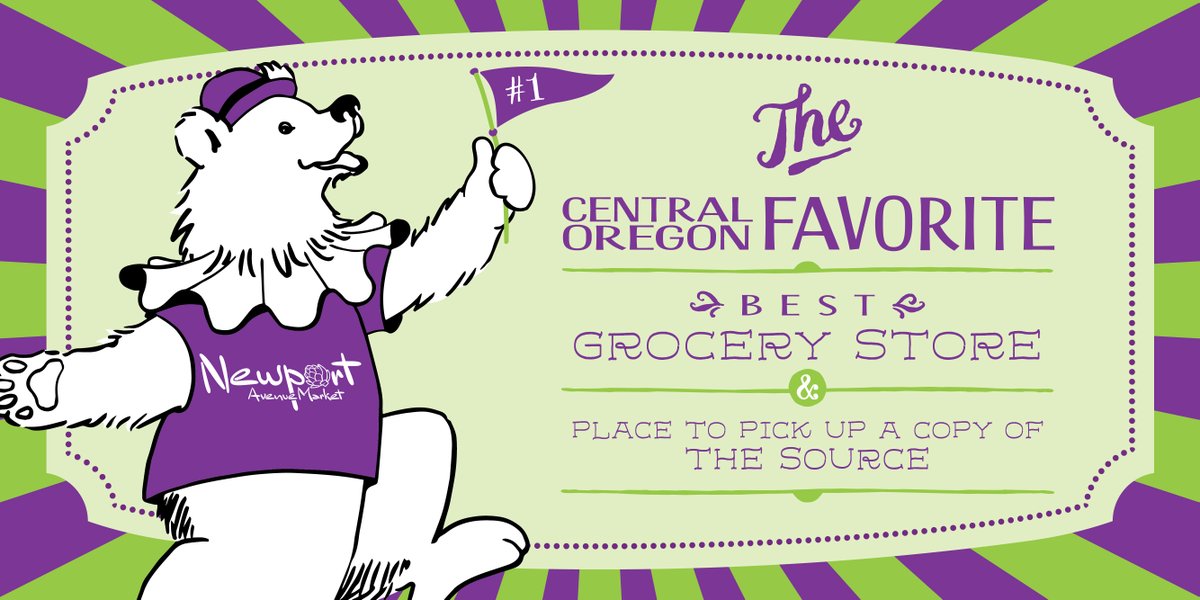 newportmarket's tweet photo. Proud to be the Central Oregon FAVORITE voted Best Grocery Store and Best Place to Pick Up a Copy of The @sourceweekly! 💚💜 Thank you SO MUCH to all of our customers, colleagues, and neighbors. We love being a part of Bend's west side.
#newportavemarket #bestgrocerystore https://t.co/x7kMzWqvdc