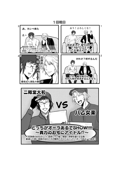 ①「八乙女楽と二階堂大和どちらが勝つでshow!」
架空番組パロ本です。 