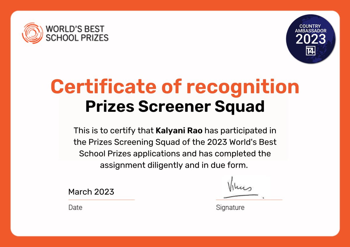 Thank you <a href="/T4EduC/">T4 Education</a> for making me a part of the Screen Squad Team of World's Best School Prizes of T4 Education, UK. Sharing my sincere gratitude for this wonderful opportunity since 2022. Many thanks to entire <a href="/T4EduC/">T4 Education</a> and <a href="/VikasPota/">Vikas Pota</a>