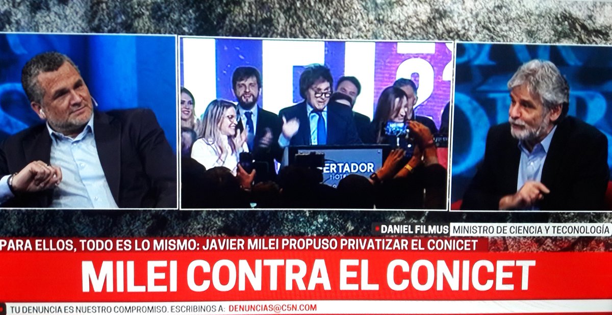 fuegogris_'s tweet photo. "Ni los empresarios quieren cerrar el CONICET" #Filmus
#SinLugarParaLosDebiles en @C5N https://t.co/tLsOwWzM7P