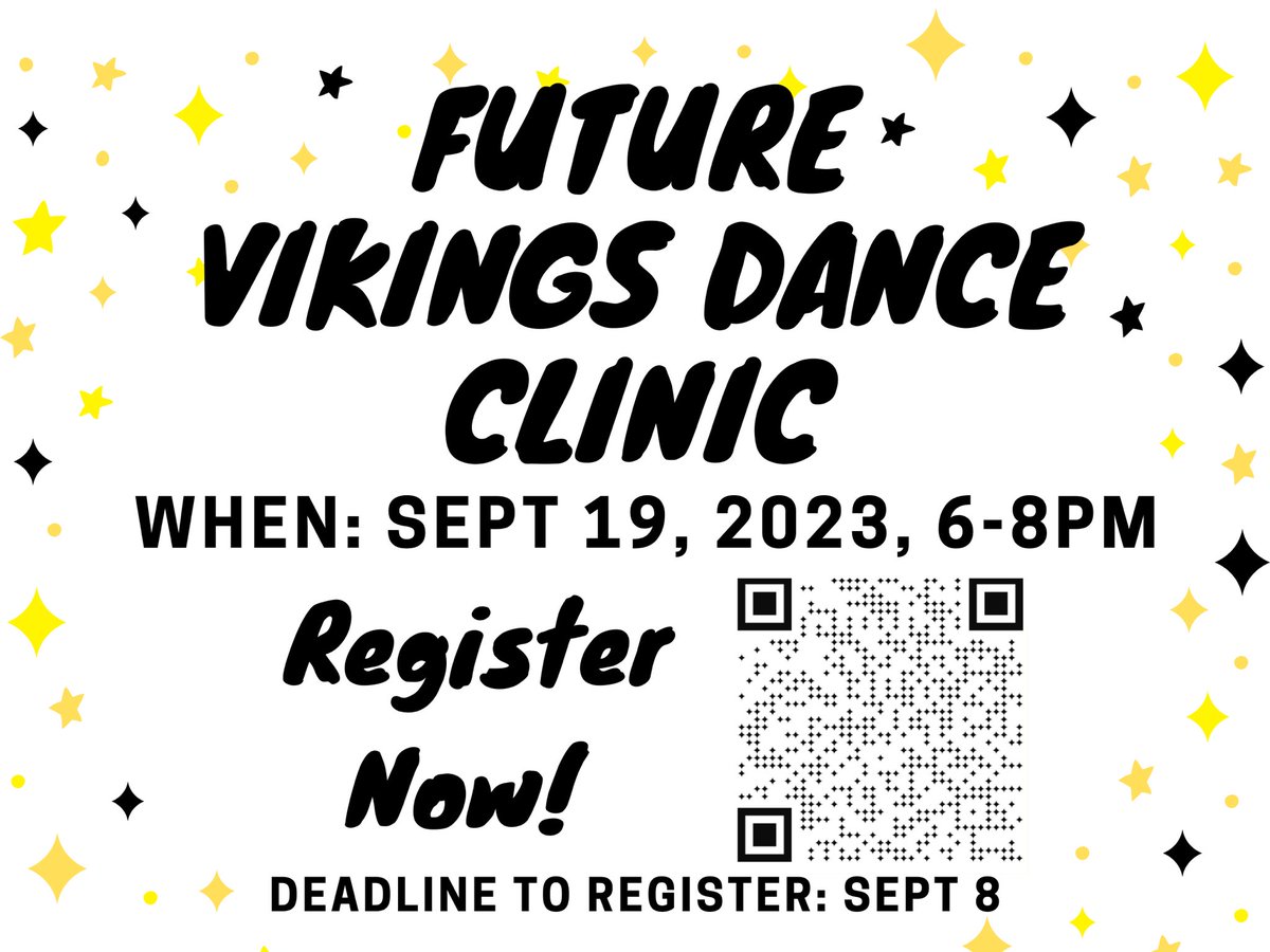 Back to school means it is time to dance! We are so excited to dance with Future Viking Dancers in K-8th grade at our clinic on September 19. We will learn fun dances and sideline routines to perform at the SMW Homecoming game on September 22. Sign up at the link in our bio!