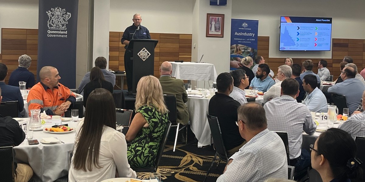 powerlinkqld's tweet photo. Thanks to the 280 businesses, industries and suppliers who joined the Powerlink team at the #Townsville Industry Breakfast this morning to learn more about #CopperString2032 and the major projects and activities happening in the North Queensland region. #SuperGrid #energyfuture https://t.co/jo1YIp4Yrv