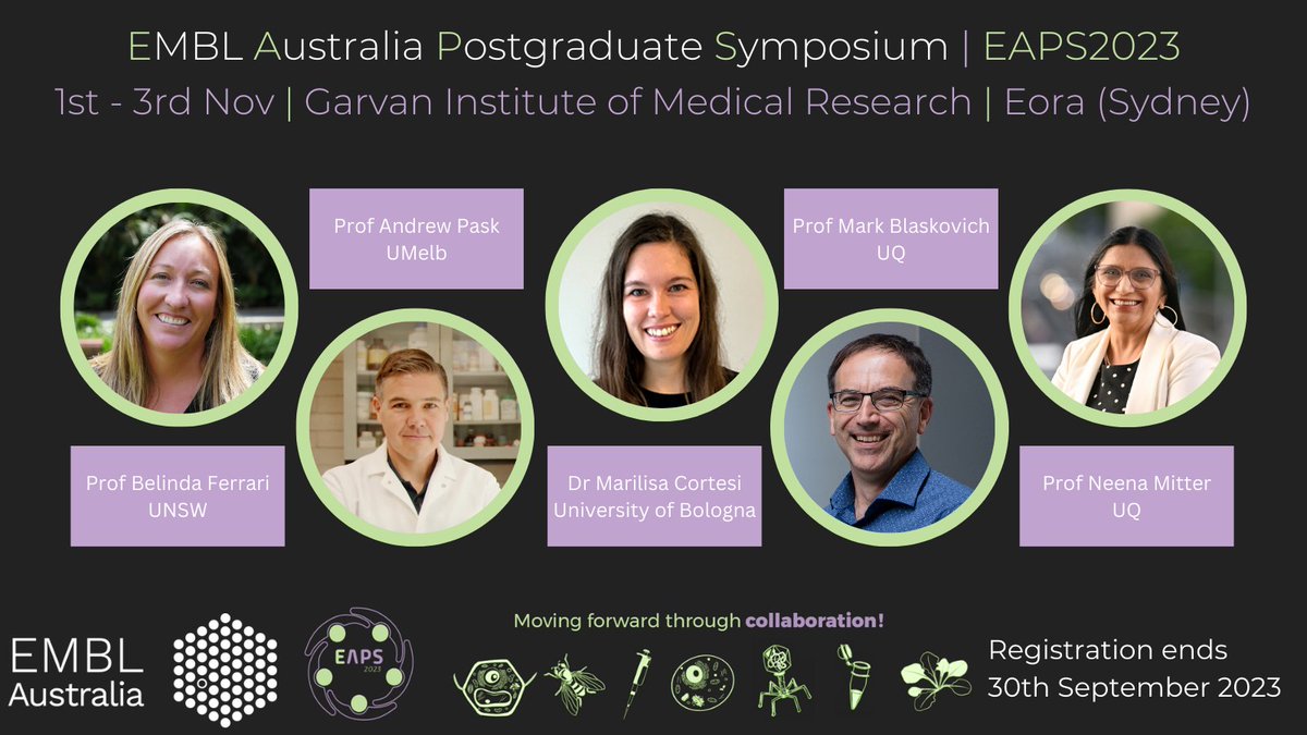 EMBLAuSymposium's tweet photo. 📢📢📢SPEAKER LINE-UP ANNOUNCEMENT
(1/3) We're excited by the line-up of world-class speakers  we've secured for #EAPS2023! With topics from antimicrobial resistance, using art to communicate science, synthetic biology to de-extinction, we're sure there's something for everyone! https://t.co/auqYc3ZL8m