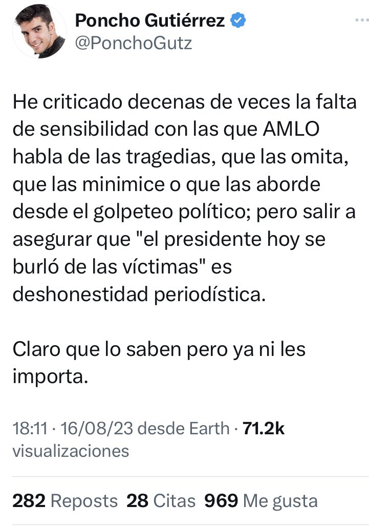 No soy experta en “las mañaneras” pero he seguido las violencias desde los años ochenta. Hago análisis sociocultural y político. El asunto es que nadie debió preguntarle; como Jefe de Edo él debió abrir su conferencia con un mensaje a la nación y a los familiares. (1)