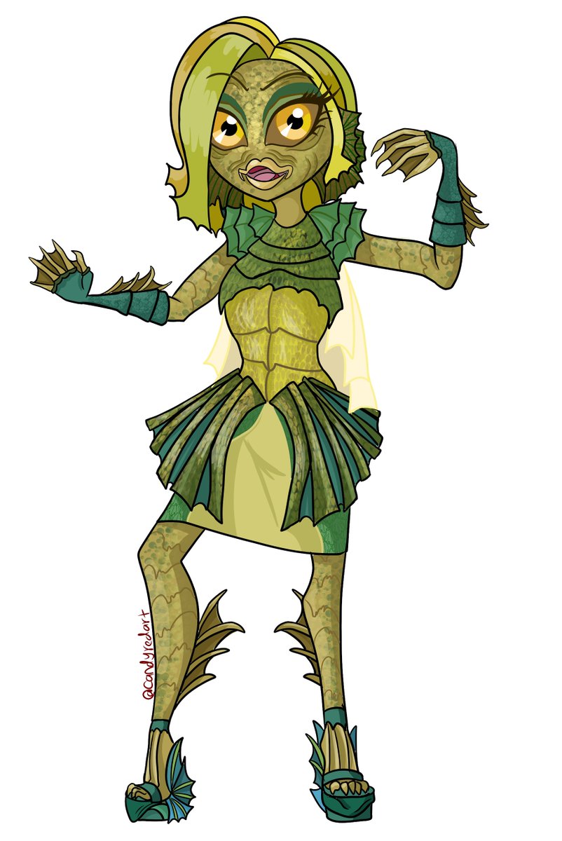 candyredart's tweet photo. My #MonsterHigh design of a descendant of The Creature from the Black Lagoon!
I know Lagoona is supposed to be in reference to it, but I thought it fun to design a character that has more of their parents elements! :3 https://t.co/fk8rN8XyHb