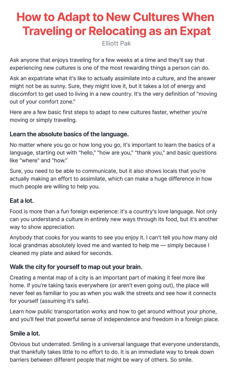elliottpak's tweet photo. How to Adapt to New Cultures When Traveling or Relocating as an Expat https://t.co/wLry8rmpOA