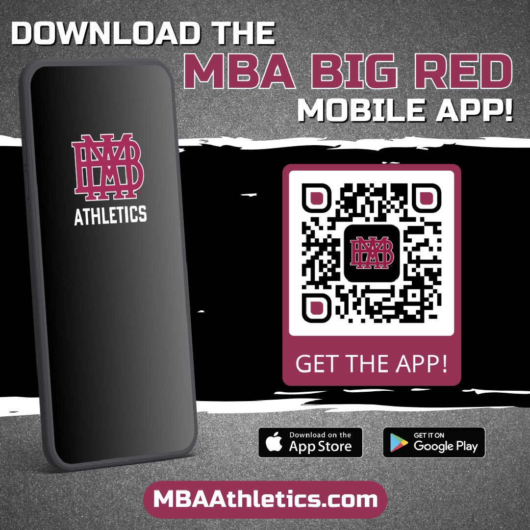 We are very excited to announce that MBA now has its very own digital sports app for smart phones/tablets to assist fans in keeping up with all aspects of our athletic programs! Search 'MBA Big Red Athletics' in your app store to download. 

Roll Red Roll! Thank you BallFrog!