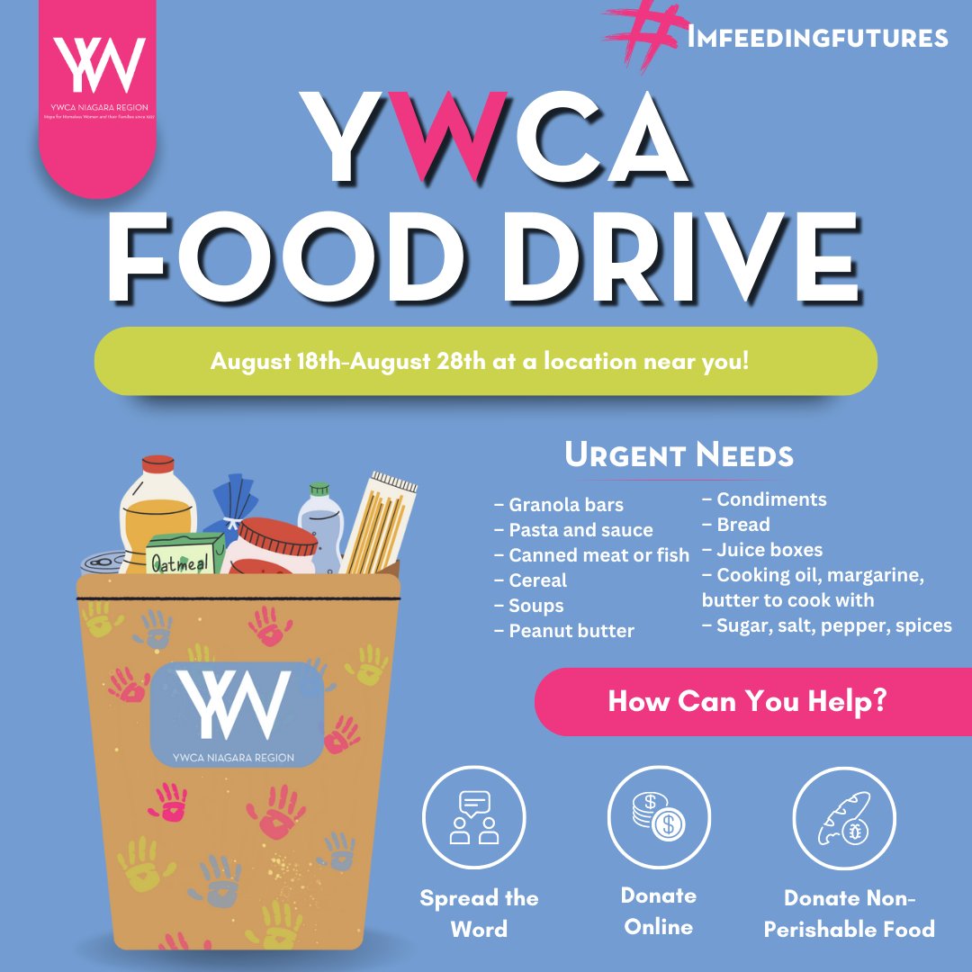 Wondering how you can support the children and families experiencing homelessness at the YWCA Niagara Region shelter? 🗣️ Spread the word 🥫 Donate non-perishables 🍓 Donate funds online #imfeedingfutures !! Check out the link below to donate. buff.ly/3YtsZiH