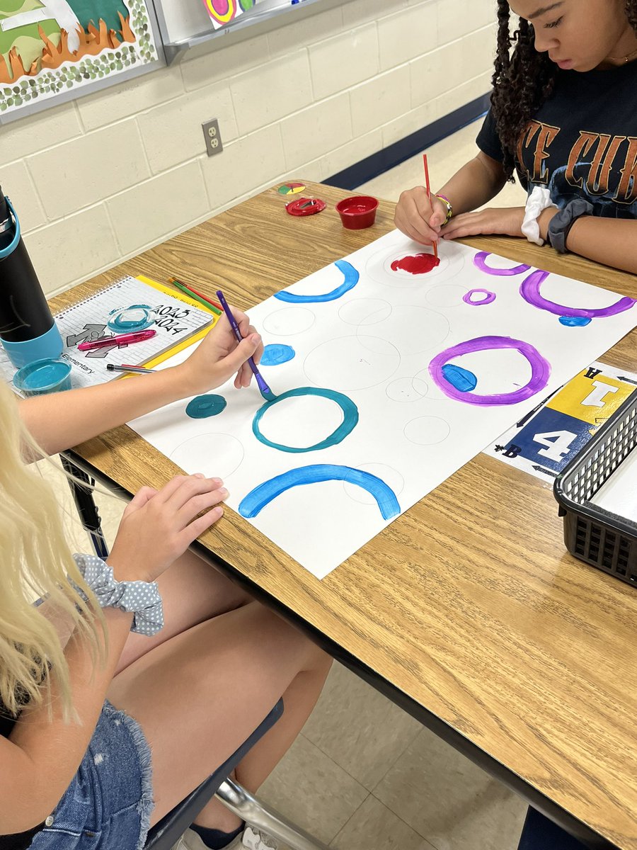cmrilling's tweet photo. Painting on the first day of school. ?!  Who does that? We do!  @meshornets @MarcumLA https://t.co/bIMfePxCRm