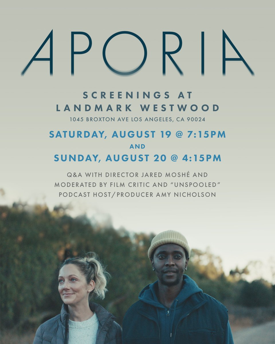 Hey LA fans! Need plans this weekend? We got you covered! 😎

Join us this weekend for an exclusive APORIA screening and live Q&amp;A with <a href="/jaredmoshe/">Jared Moshe</a> (Director) and <a href="/TheAmyNicholson/">Amy Nicholson</a> (Film Critic &amp; Podcast Host/Producer) on August 19th &amp; 20th!

🎟️ Tap here to secure your seats: