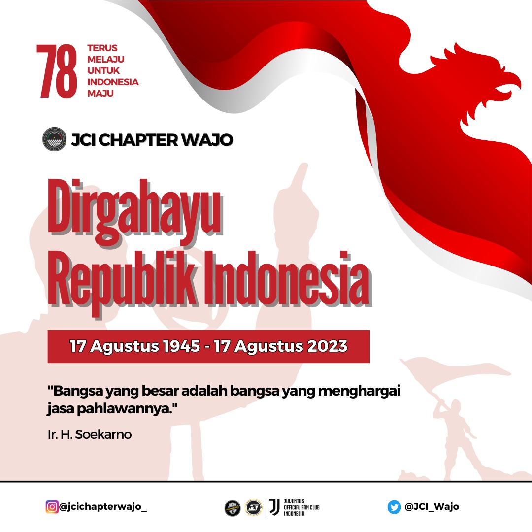 Semoga Indonesia Raya Selalu Jaya. 
Terus Melaju Untuk Indonesia Maju.
#DirgahayuRI78 #17Agustus