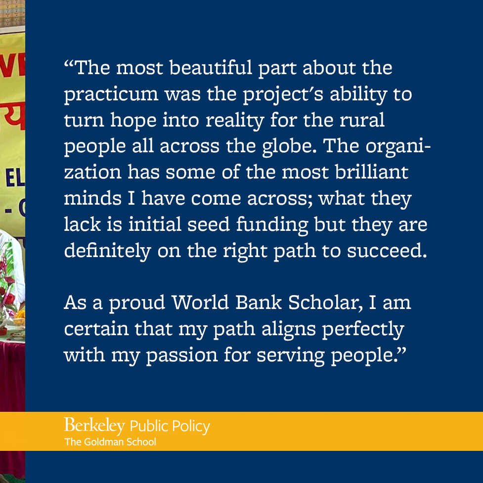 GoldmanSchool's tweet photo. Mayank spent his summer interning at the Rakshitam Foundation in India. The foundation seeks to empower rural villages through strengthening local self governance.
#ucberkeley #policyprofile #goldmanschool #gspp https://t.co/4pqqgwpMMa