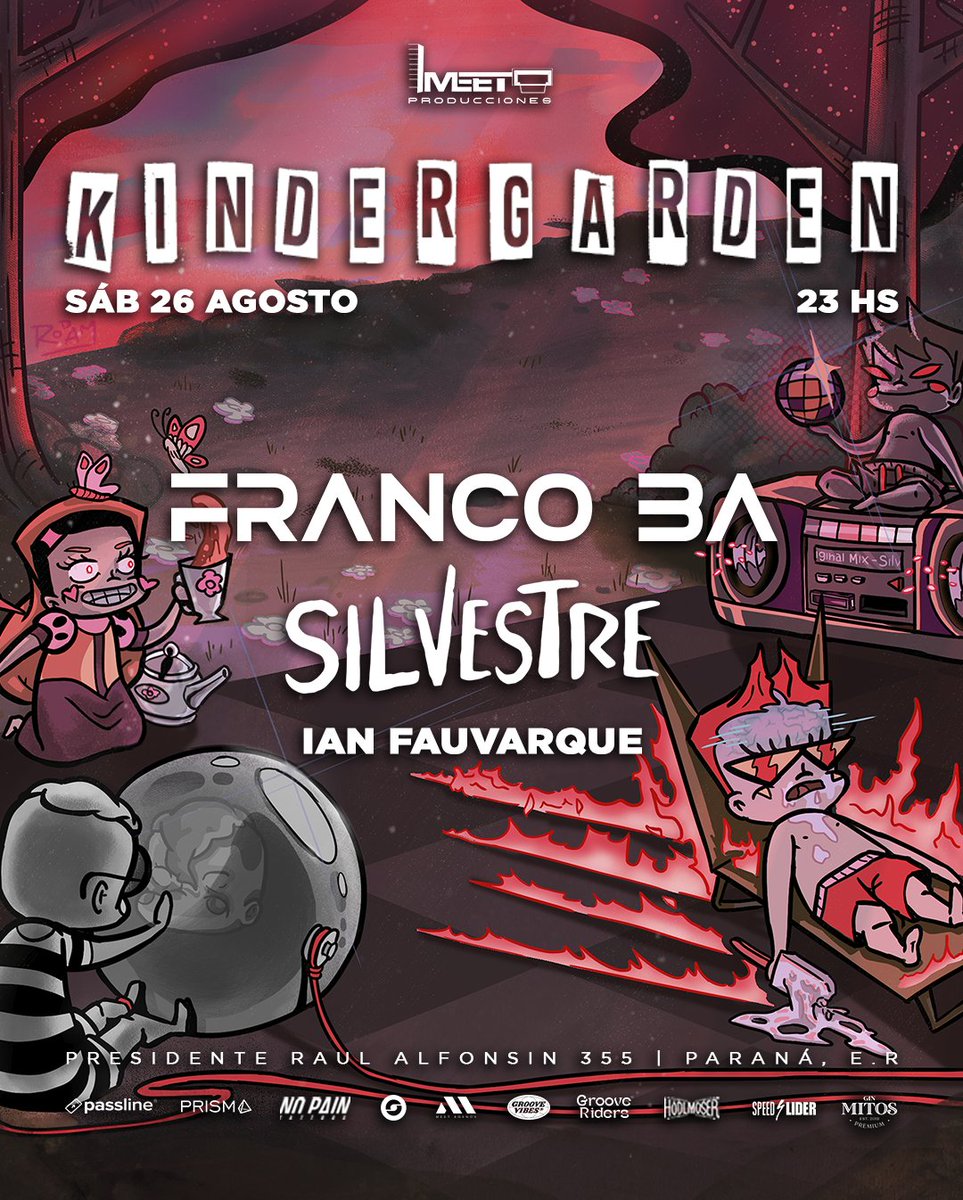 meetprods's tweet photo. KINDERGARDEN EN PARANÁ 💣🔥

MEET Producciones se une con @kindergarden_ar para una fiesta de lujo 🎉

Si nunca disfrutaste de una KINDER, este 26 de Agosto es tu oportunidad para conocerla y bailar toda la noche de la mano de grandes Djs🥳

Franco BA
Silvestre
Ian Fauvarque https://t.co/bxiAFY5Lqz
