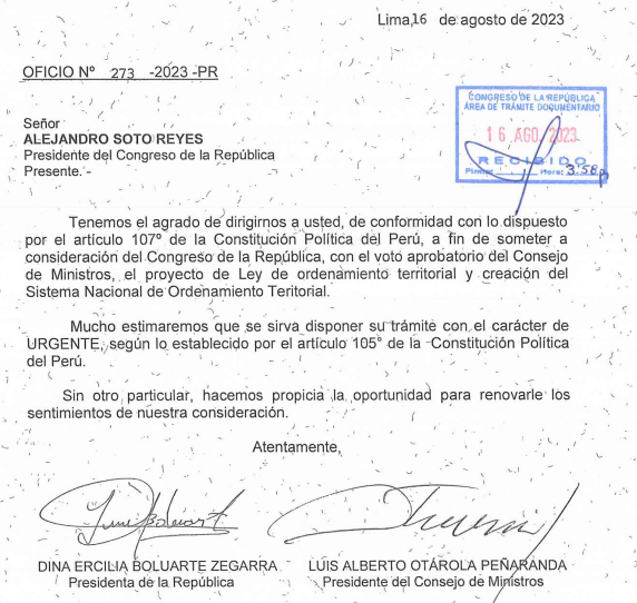 Después de 3 años de trabajo con los Sectores, academia y GORE, se aprueba en @pcmperu el envío al @congresoperu del Proyecto de Ley de Ordenamiento Territorial y de Creación del Sistema Nacional de OT. Hito para el país que entra a debate al fin. ¿Qué contiene? 🧵