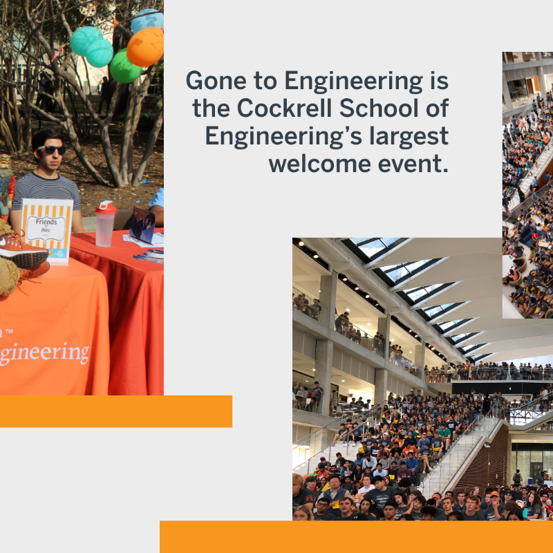CockrellSchool's tweet photo. This Sunday, August 20, we'll see you at Gone to Engineering, our largest welcome event for first-year students 🤘

Meet us in front of the EER at 6:30 p.m. and make sure to bring a water bottle because it is Texas 😅