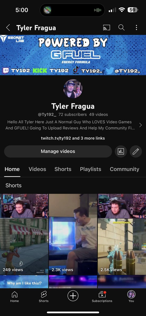 Ty192_'s tweet photo. Asking my friends to help me reach my goal looking to get to 100 subs on YouTube! We 28 away let’s goo! https://t.co/nLrsg6Yo24 #Gfuel #pushfor100 https://t.co/wUUsRV4BZa