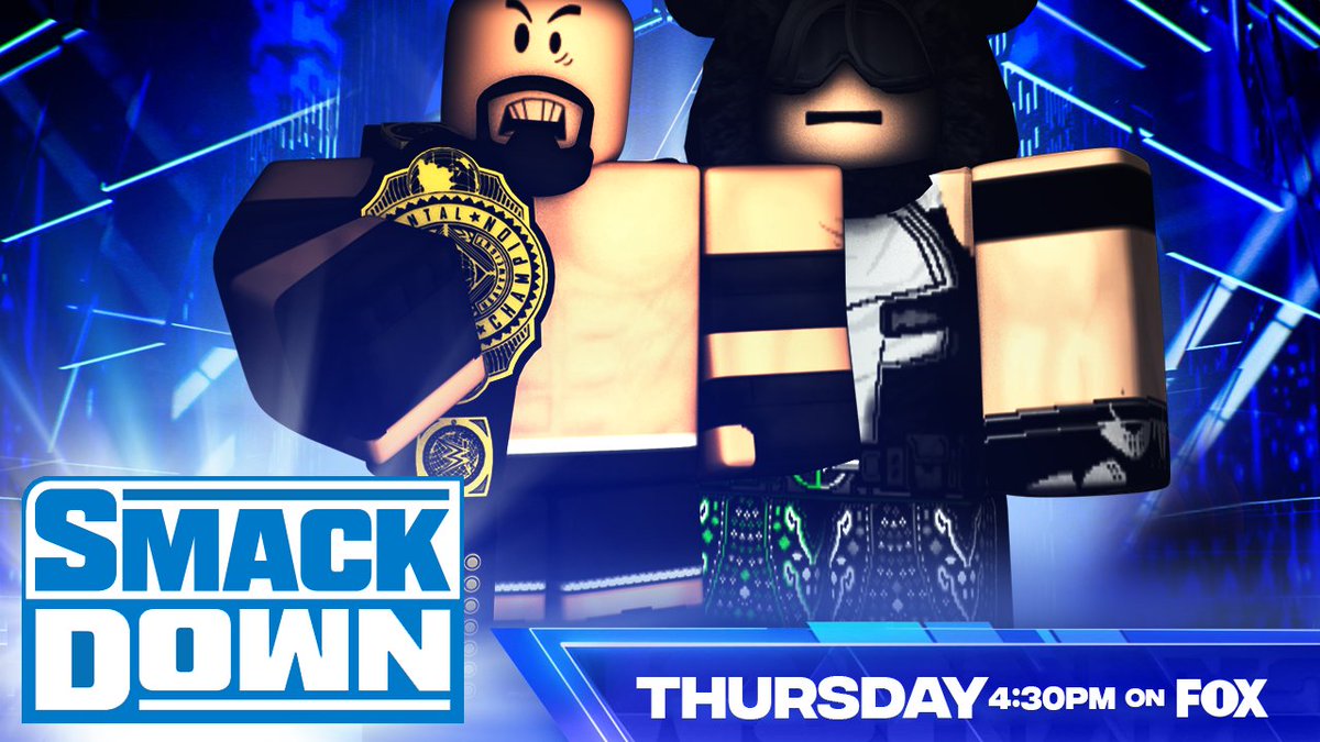 _WWERoblox's tweet photo. -SMACKDOWN- 

@DylPickIe goes one on one with @del_nakamura he looks to make a statement will it happen?
-
@LxcyMxtthxws looks to put a end to @amensuxx Run 
-
The NEW IC Champ @12chopz is set to be in action against @Hayter2Senpai 
-
#BethRose Looks to end #Aryse Quickly 

#WWE https://t.co/QnTtOrIl7I