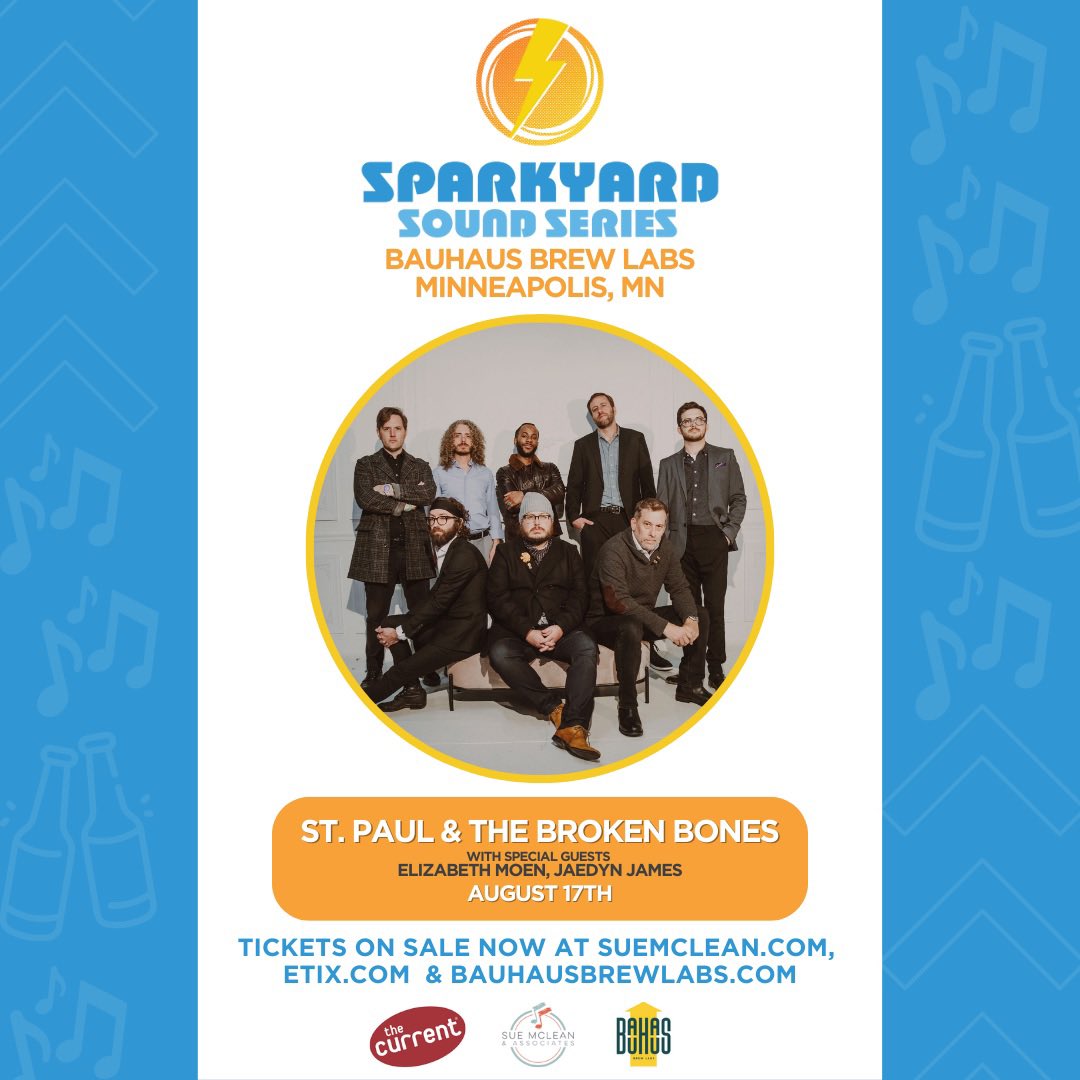 SueMcLeanMusic's tweet photo. Tune into @TheCurrent tomorrow morning at 8:30AM to hear Morning Show host @JillRileyRadio’s interview with @StP_BrokenBones frontman, Paul Janeway, ahead of their show at @BauhausBrewLabs!

Limited VIP packages and GA tickets are still available; grab yours now! https://t.co/UoAGbCrnW9