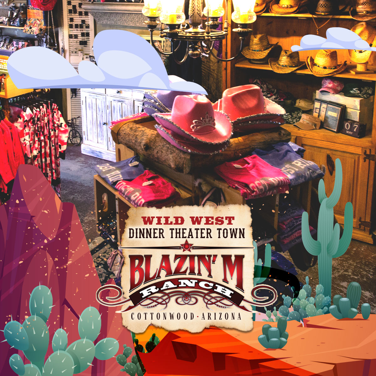 Giddy up in style at Blazin' M Ranch! 🤠  Plan your visit today 👉 zurl.co/hbsb 

 #Cottonwood #Sedona #Campverde #Jerome #Arizona #ArizonaTravel #BlazinMRanch #CowboyFashion #CowgirlFashion #WesternFashion #CottonwoodGifts