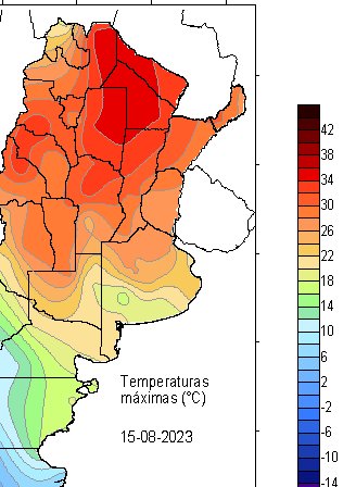 ofimet's tweet photo. #calor  Altas temperaturas también el martes 15/8  superaron los 33 en varias provincias, mucho peor hoy miércoles 16/8: Rivadavia (Salta) 38°5, Roque S Peña 37°4 😮 Tartagal 36°5, Lomitas 36°6, Resistencia 35°9 y Ceres 35°8 entre otras bestiales marcas. Ampliaremos. https://t.co/8WbZUYXKP1