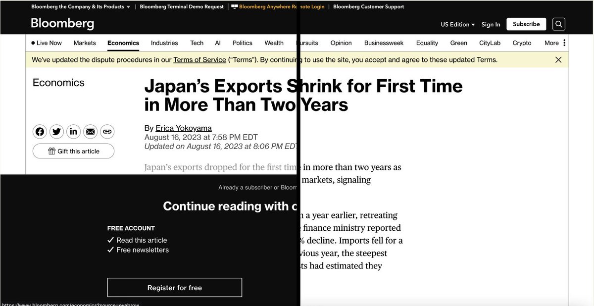 Before and After of news article using Remove Paywall