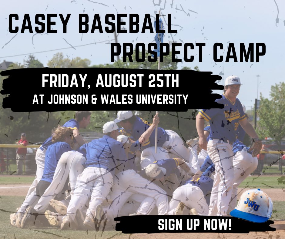 🚨 Sign Up Now! 🚨

Join us at 12:00 on Friday, August 25th for our Prospect Camp! Camp will be held at Johnson &amp; Wales University at the SMAC! 

Sign up using the link below: 

info.collegebaseballcamps.com/casey-baseball…