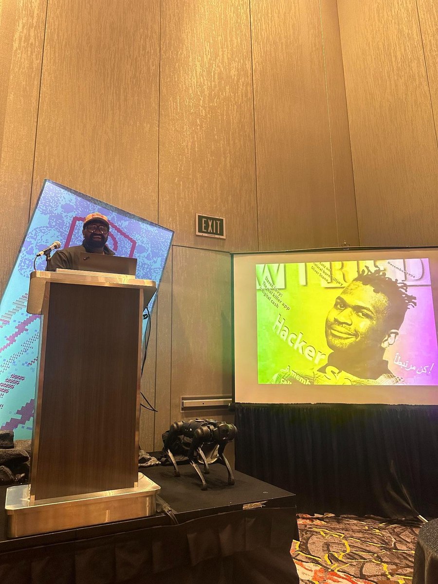 I gave a #keynote at #defcon at the #bicvillage with my robot dog . Talked about hacking new platforms (robots, ai , [redacted] ) , talked about hacking old platforms [x.25 , tcp/ip , telephony and [redacted] ) , futurism , hackvitism and where u can take your sec career &amp; more.