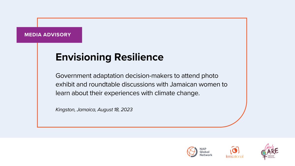 AyeshaConstable's tweet photo. On Friday, 6 trainee photographers will present their photographs depicting #climate #adaptation efforts in households &amp; communities across rural &amp; urban #Jamaica. They will engage in dialogue with policy makers and adaptation practitioners. https://t.co/w5s9gzW4Q4