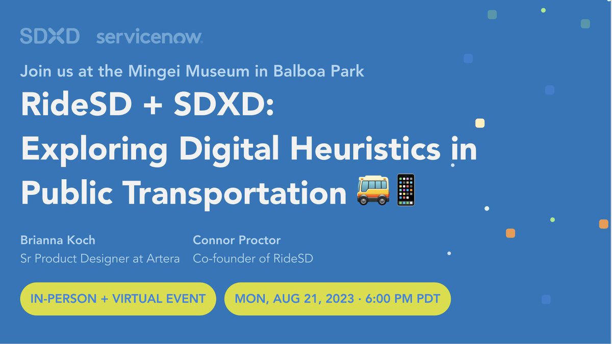 4 days from the @ridesd and SDXD in-person event at the Mingei Museum! Have you RSVP'ed? meetup.com/s-d-x-d/events…