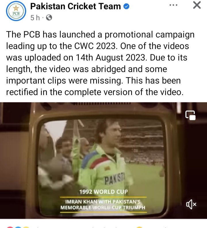 zeshanmohmnd's tweet photo. Software Updated with in few hours 😜..
PCB reupload the Promotion vedio clip by adding the great Imran Khan 🖤
#SoftwareUpdated #PakistanCricket
#PCB #1992CWC #ShameOnPCB
#ImranKhanKaPakistan https://t.co/7e7FhQ8dqS