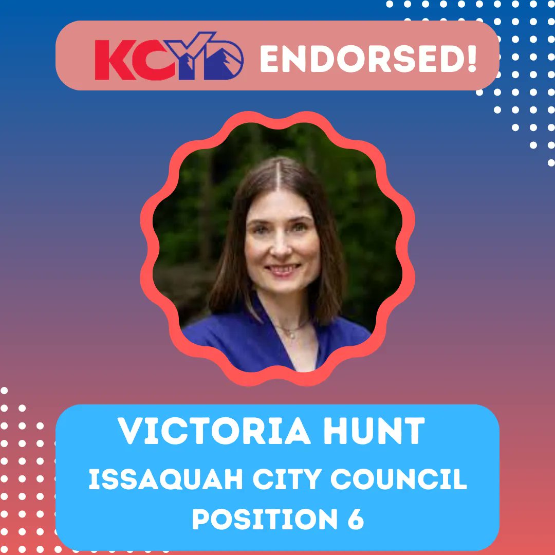 KingCountyYDs's tweet image. Council Member Victoria Hunt won her primary election for re-election to Issaquah City Council Position 6! Congrats to our endorsed candidate and can't wait to support you through November!