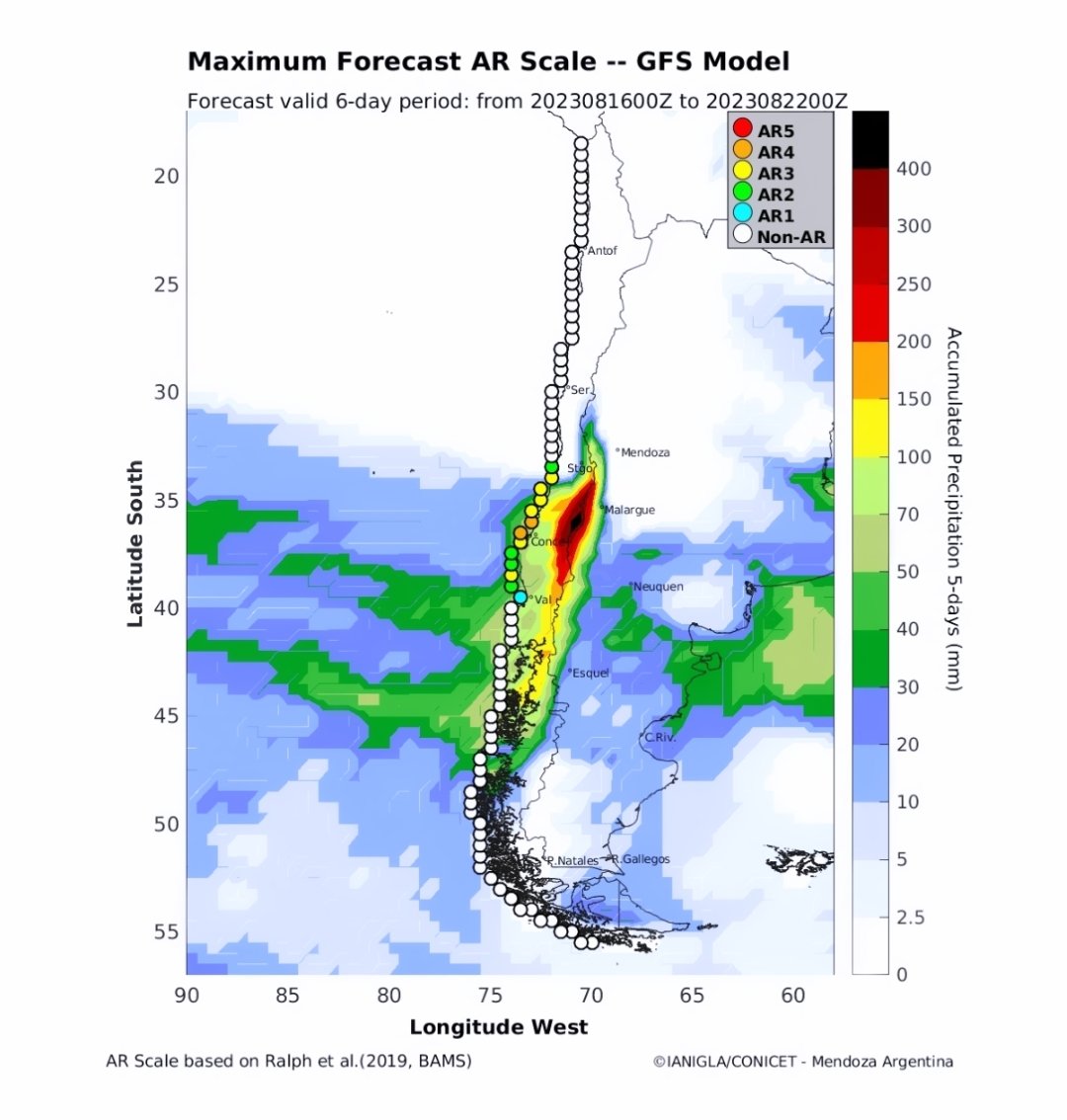 EdoWeatherman's tweet photo. Alerta O'Higgins a Araucanía.
La siguiente publicación es SOLO para habitantes de las regiones de O'Higgins a Araucanía.
Lluvias intensas + río atmosférico que las potenciará e isoterma sobre 2500-2800 mts, causarán estragos entre sábado y lunes. 300-400 mm sectores interiores. https://t.co/F8cTbGjWOD